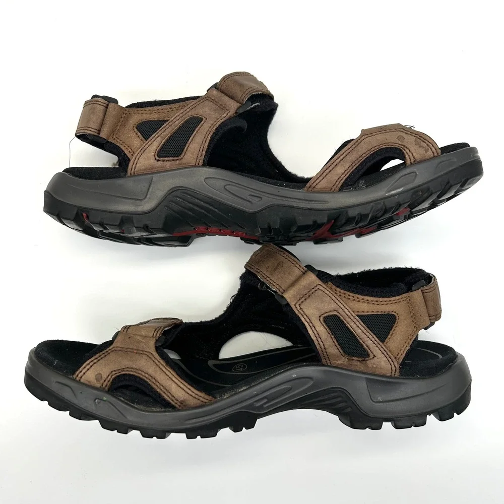 ECCO Yucatan Sport Sandals Mens 45 Brown Leather Hiking Walking Receptor Strappy